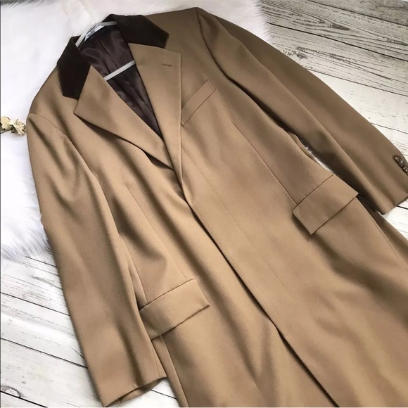 Vintage Polo Ralph Lauren Tan Trench Overcoat Wool - Picture 3 of 8